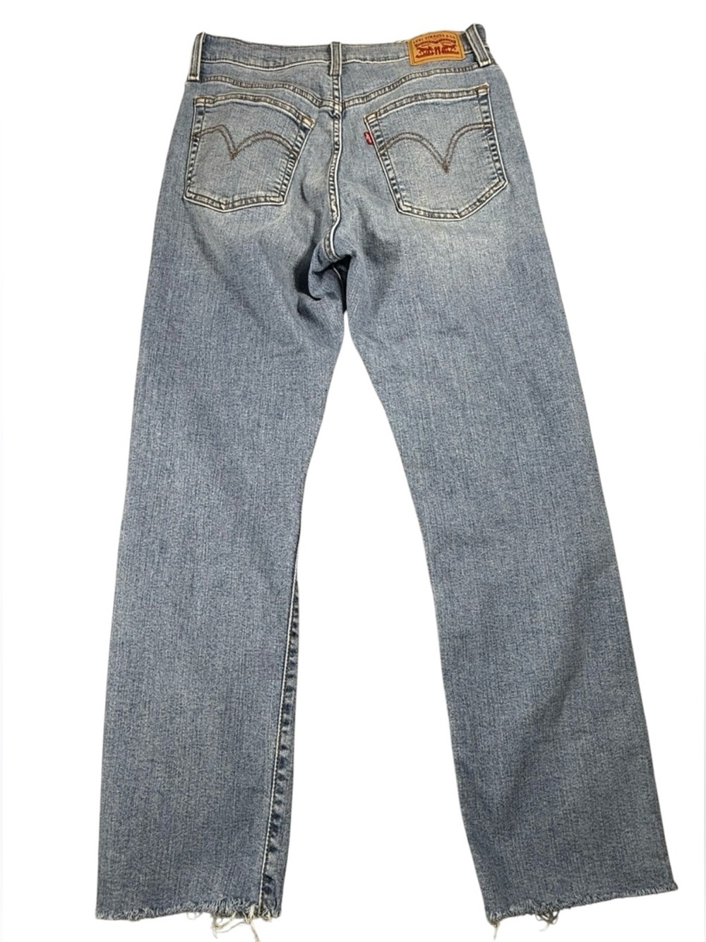 Levi’s Wedgie Straight Jeans Light Wash Distressed High Rise 30x28 - Picture 4 of 9